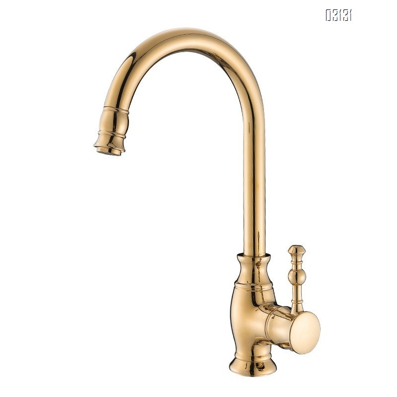 European style faucet golden antique European kitchen wash basin faucet cold and hot all Brass sink kitchen faucet