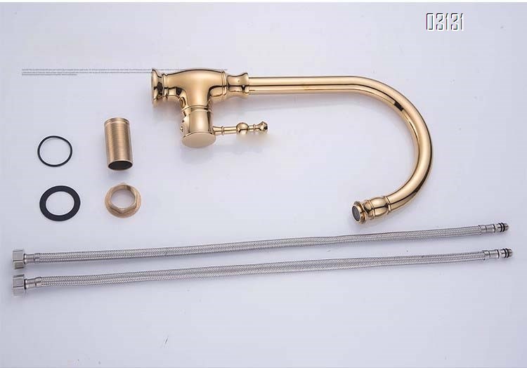 European style faucet golden antique European kitchen wash basin faucet cold and hot all Brass sink kitchen faucet