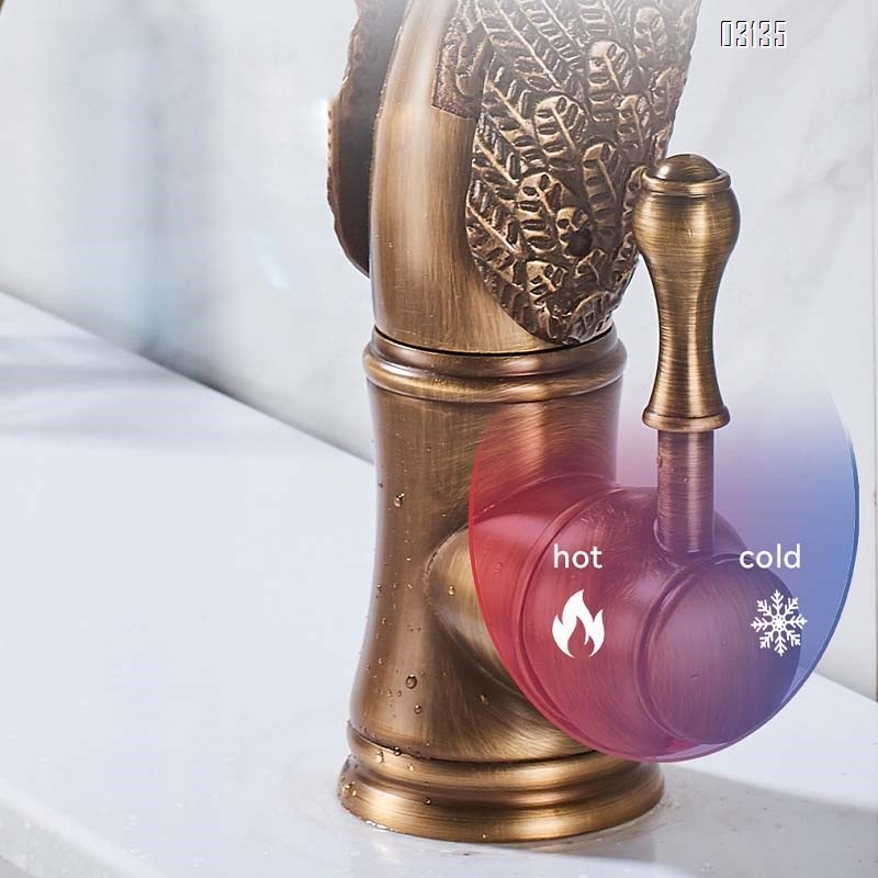 European style antique faucet swan cold and hot wash basin faucet vintage all Brass under-counter basin golden faucet