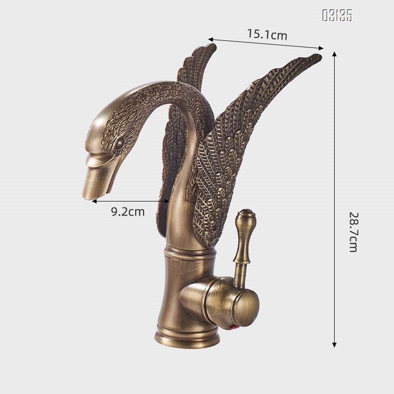 European style antique faucet swan cold and hot wash basin faucet vintage all Brass under-counter basin golden faucet