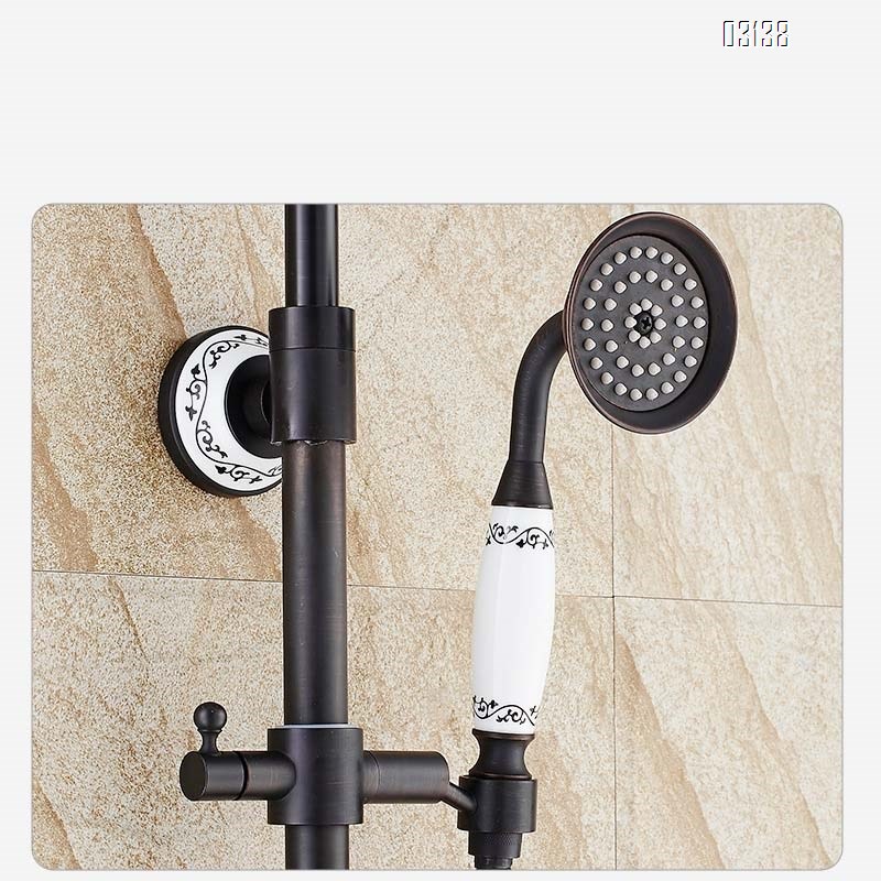 Antique full Brass black ancient shower set cold and hot mixing black nozzle pressure faucet hand shower head