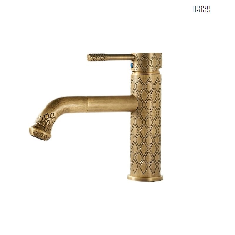 European style full Brass vintage carved faucet European style antique basin faucet wash basin cold and hot water basin faucet