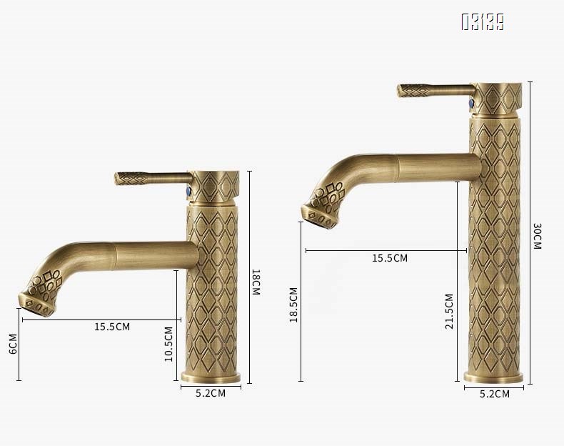 European style full Brass vintage carved faucet European style antique basin faucet wash basin cold and hot water basin faucet
