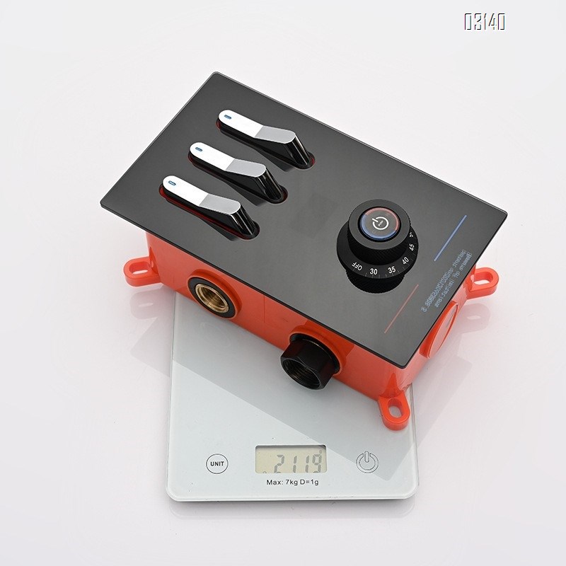 Black wall Mounted Brass body smart shower head set with digital display for temperature setting with piano key pressure increase Tap