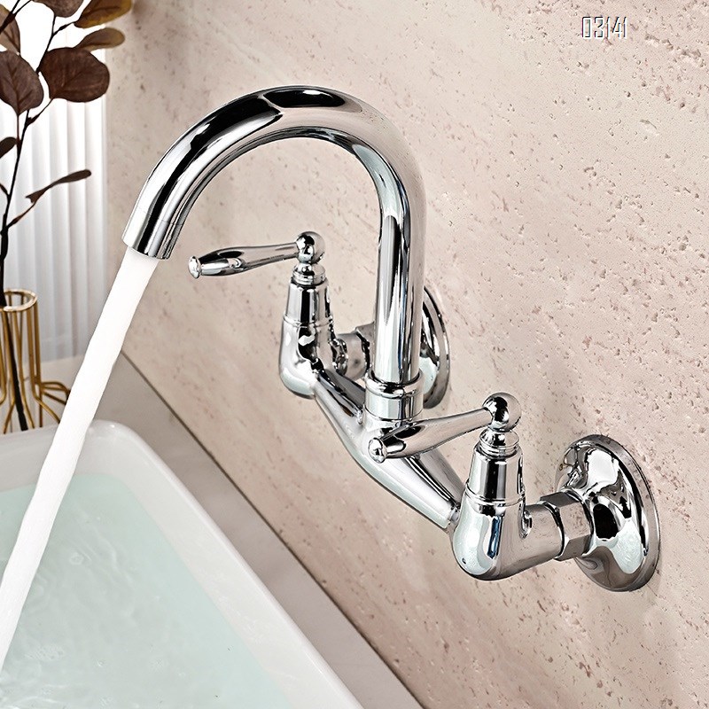 Antique Retro Brass concealed Wall-Mounted Cold and Hot faucets wash basin bathroom outlet faucet  Mixer Sink Tap Two handle