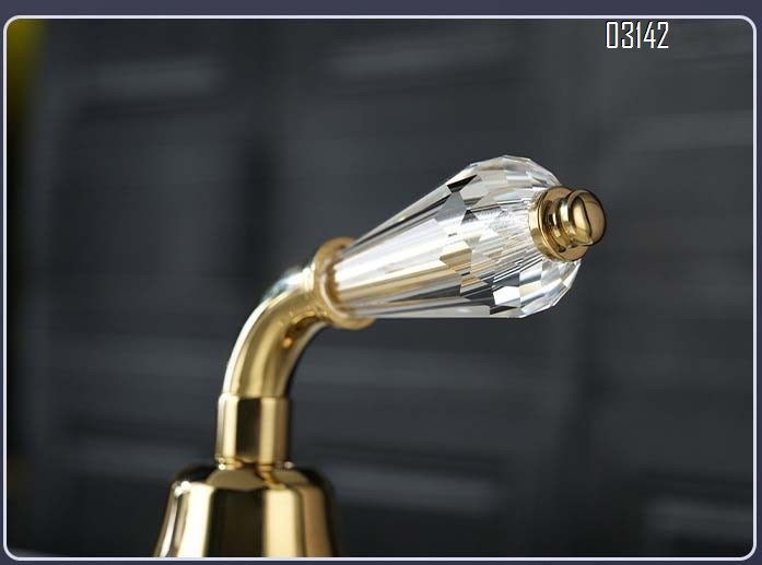 Brass ceramic faucet set for wash basin separate cold and hot water basin faucets tap under-counter with three holes and double handles