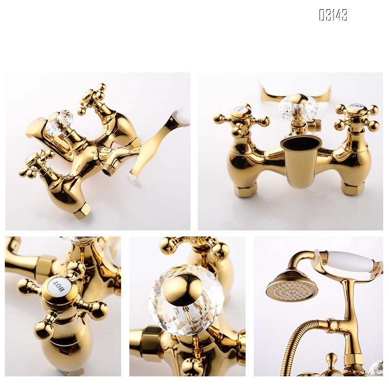 Luxury Cold and hot bathroom bathtub shower head set brass antique shower hand spray faucet