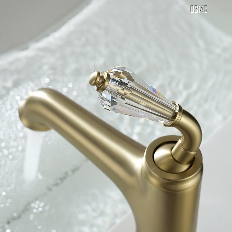 French crystal handle vintage bathroom basin faucet brass electroplated faucet single hole cold and hot wash basin faucet