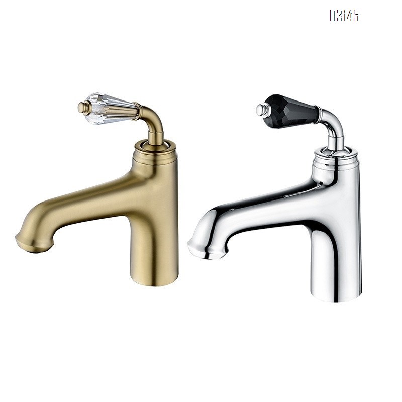 French crystal handle vintage bathroom basin faucet brass electroplated faucet single hole cold and hot wash basin faucet