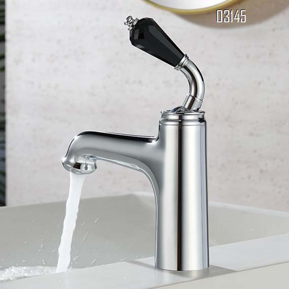French crystal handle vintage bathroom basin faucet brass electroplated faucet single hole cold and hot wash basin faucet