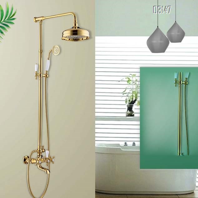 European style shower head set all Brass faucet home bathroom pressure spray head cold and hot mixing valve shower faucet