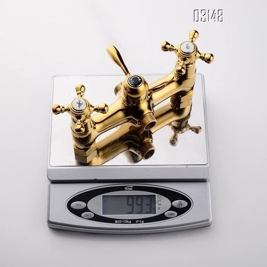 New gold full Brass antique wall-mounted shower Head set faucet hand-held phone nozzle set