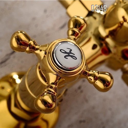 New gold full Brass antique wall-mounted shower Head set faucet hand-held phone nozzle set