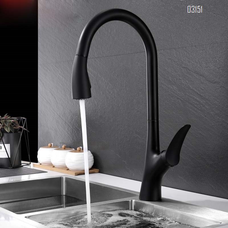 Brass Black pull-down faucet Cold and Hot Water for kitchen sink available in stock suitable for washing vegetables and dishes