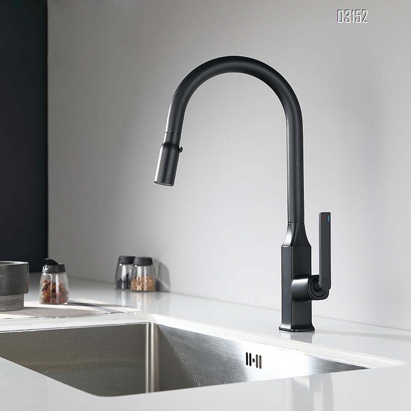 Brass Kitchen pull-down faucet  cold and hot swivel kitchen sink faucet Single handle and Single Hole wash basin Tap
