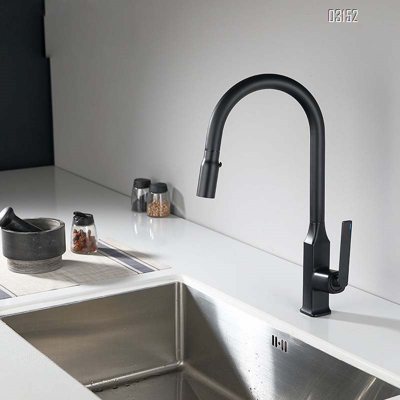 Brass Kitchen pull-down faucet  cold and hot swivel kitchen sink faucet Single handle and Single Hole wash basin Tap