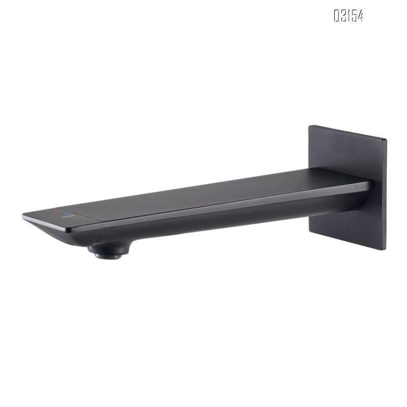 All-Brass built-in wall-mounted hot and cold mixer tap in matte gunmetal gray with a minimalist white concealed faucet for a wash