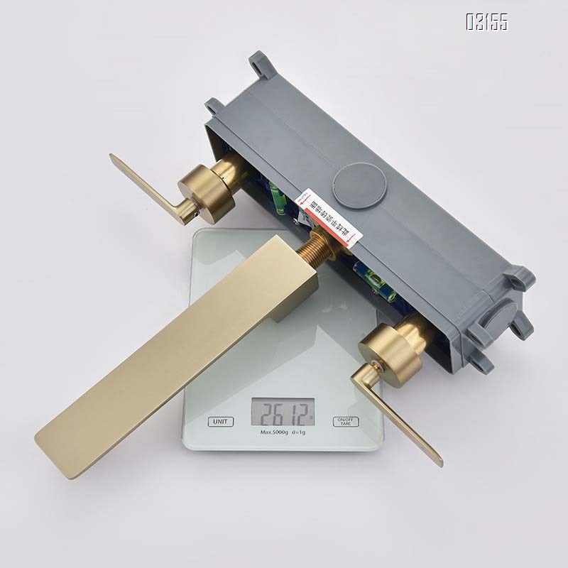 Wall Mounted Faucet Fine Brass Rust-proof Recessed Bathroom sink Cold and hot water Double Handle Basin Faucet