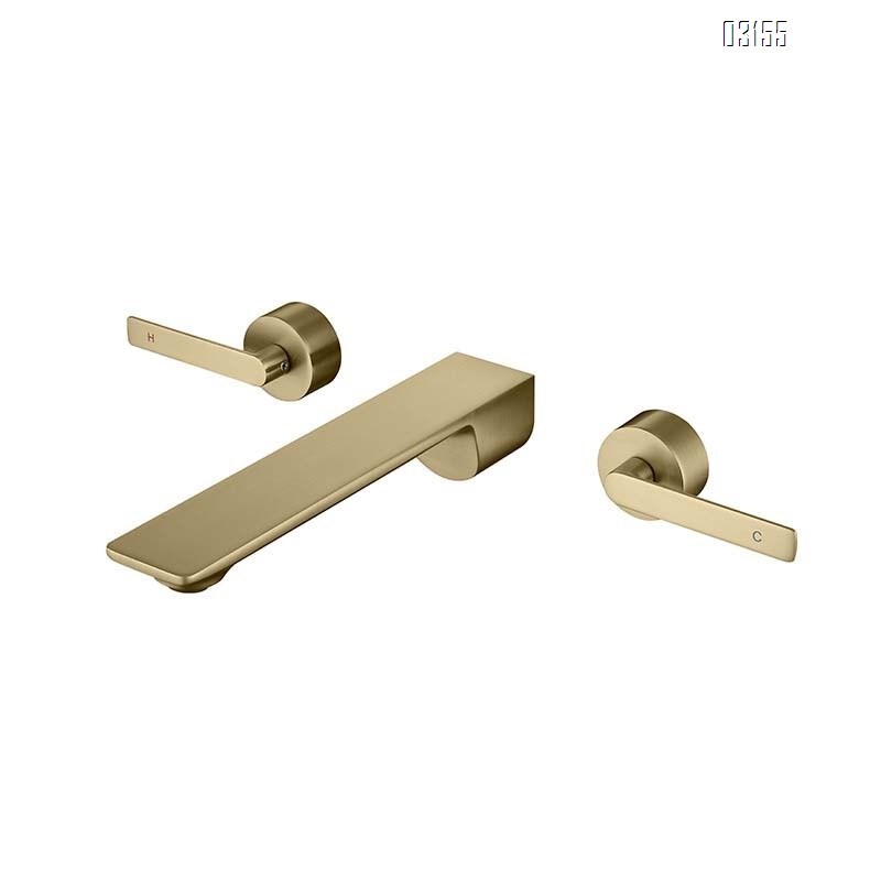 Wall Mounted Faucet Fine Brass Rust-proof Recessed Bathroom sink Cold and hot water Double Handle Basin Faucet
