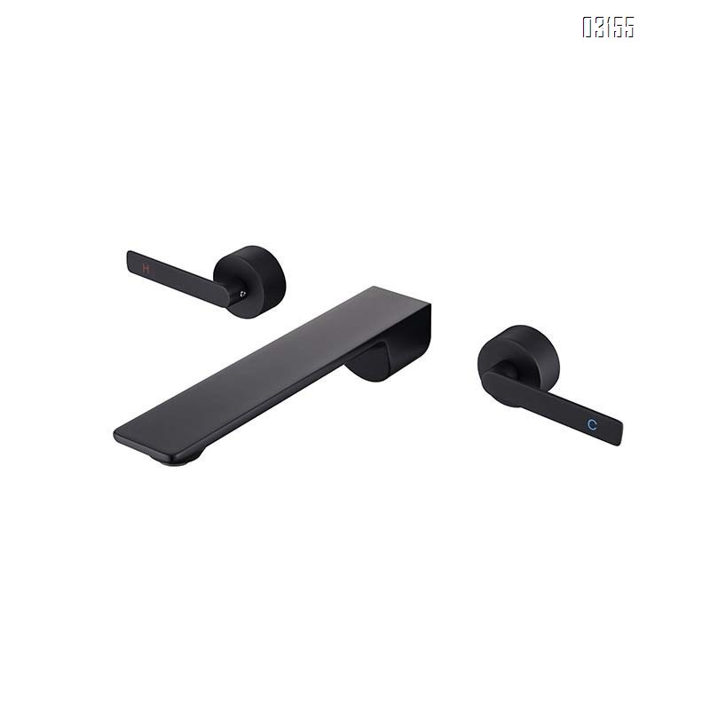 Wall Mounted Faucet Fine Brass Rust-proof Recessed Bathroom sink Cold and hot water Double Handle Basin Faucet