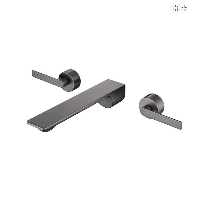 Wall Mounted Faucet Fine Brass Rust-proof Recessed Bathroom sink Cold and hot water Double Handle Basin Faucet