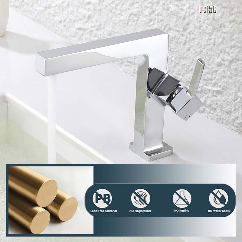High-end all-Brass cold and hot basin faucet with anti-splash water bathroom under-counter basin wash basin ceramic valve core fauc