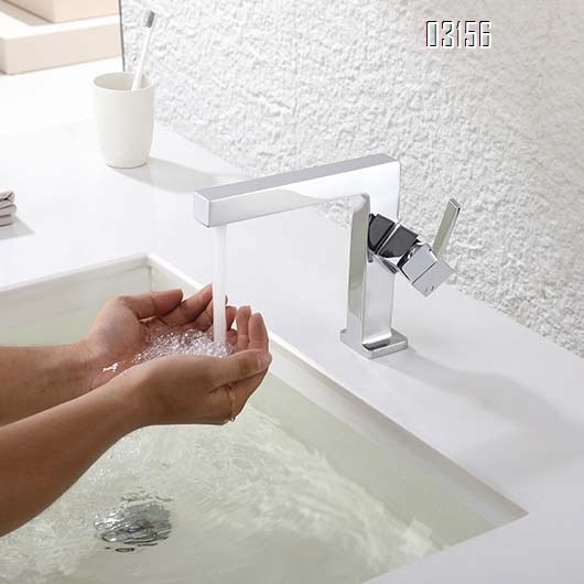 High-end all-Brass cold and hot basin faucet with anti-splash water bathroom under-counter basin wash basin ceramic valve core fauc