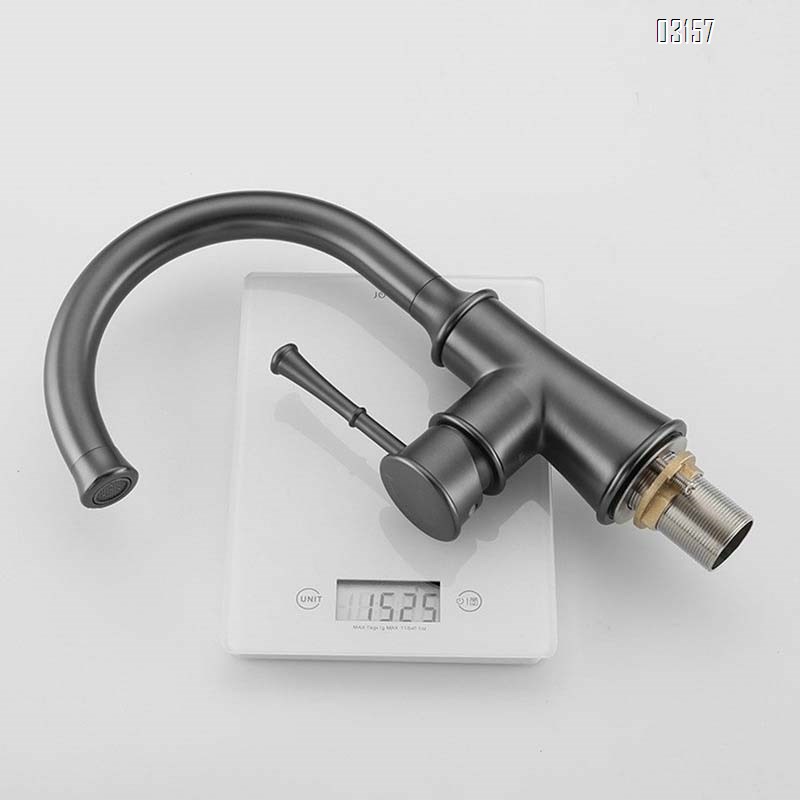 Gun Grey Brass Cold and Hot Water Tap Kitchen Sink Rotary Tap Single Handle Kitchen Faucet Chrome finished