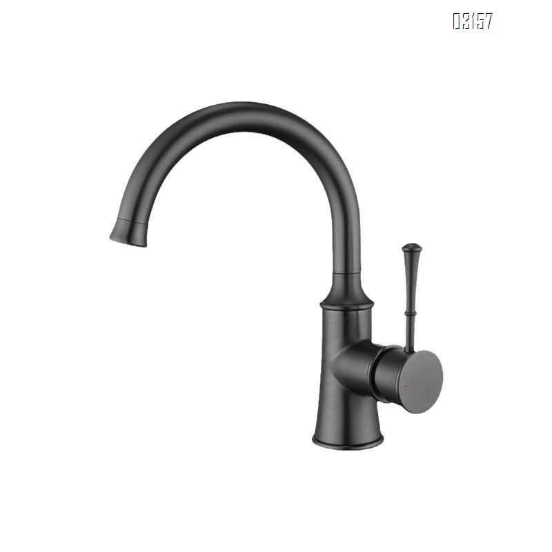 Gun Grey Brass Cold and Hot Water Tap Kitchen Sink Rotary Tap Single Handle Kitchen Faucet Chrome finished