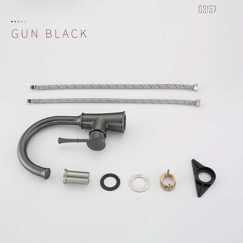 Gun Grey Brass Cold and Hot Water Tap Kitchen Sink Rotary Tap Single Handle Kitchen Faucet Chrome finished