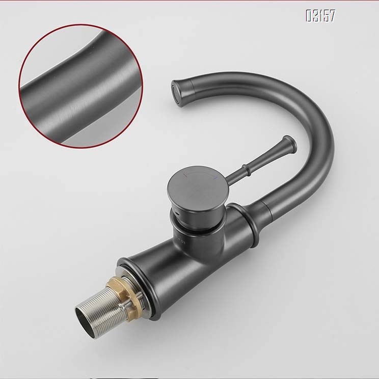Gun Grey Brass Cold and Hot Water Tap Kitchen Sink Rotary Tap Single Handle Kitchen Faucet Chrome finished