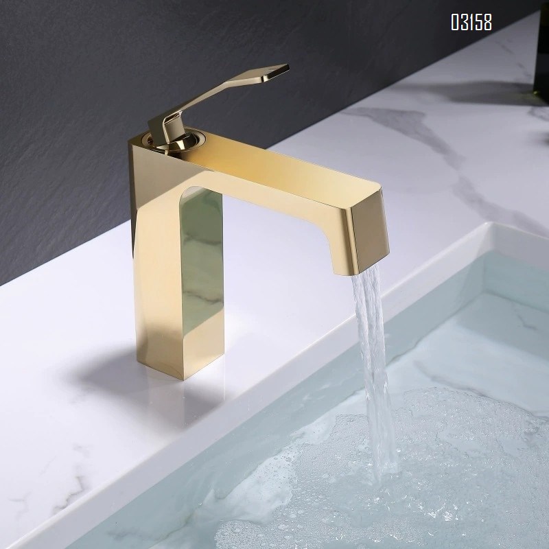 Golden bathroom basin faucet washroom washbasin single handle all Brass cold and hot water basin faucet