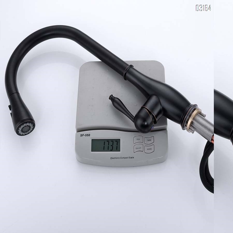 Kitchen faucet pull-down style cold and hot wash basin sink for home all Brass telescopic rotation black splash-proof