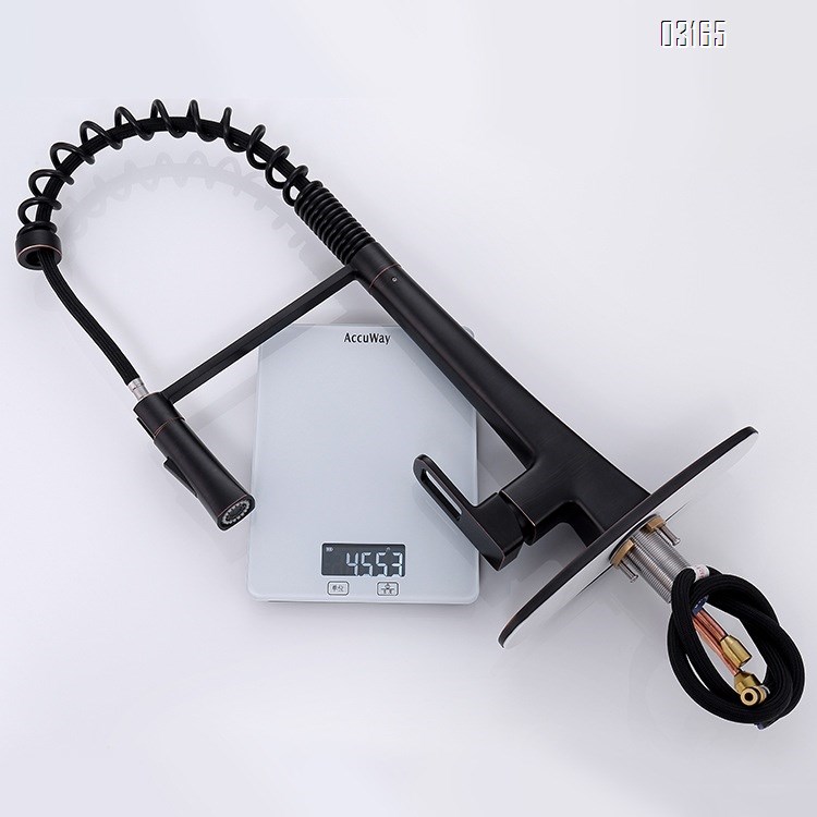 all Brass Black Spring Pull-down  kitchen faucet for cold and hot water Single Handle and Hole Kitchen Faucet