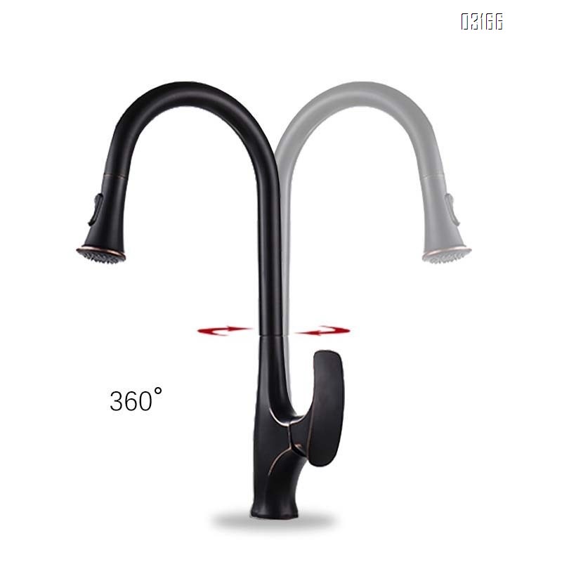 Modern Black Kitchen sink extendable rotating faucet all Brass pull-down cold and hot kitchen faucets Mixer Sink Tap