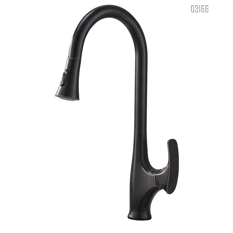 Modern Black Kitchen sink extendable rotating faucet all Brass pull-down cold and hot kitchen faucets Mixer Sink Tap