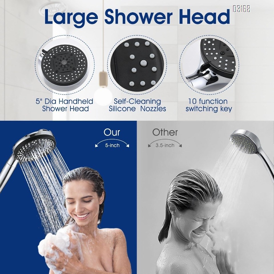 Filtered Shower Head with Handheld, High Pressure 10 Spray Mode Showerhead with Filters for Hard Water Remove Chlorine