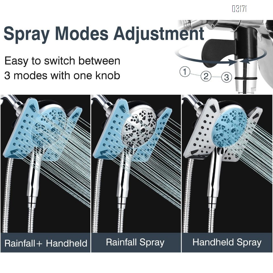 Shower Head with Handheld Spray Combo  2 in 1 Rainfall Shower Heads&Handheld Detachable Shower Head 10 Spray Modes