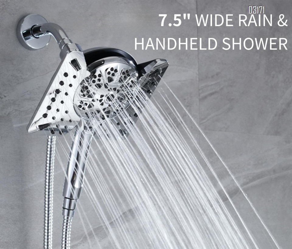 Shower Head with Handheld Spray Combo  2 in 1 Rainfall Shower Heads&Handheld Detachable Shower Head 10 Spray Modes