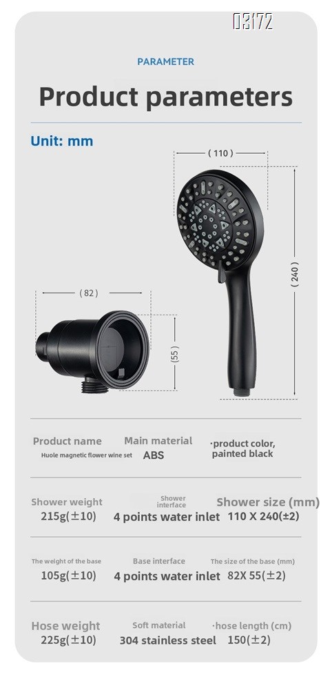 Magnetic Shower Head with Handheld Sprayer 6 Handheld Shower Head Spray Functions with Anti Clog Nozzles