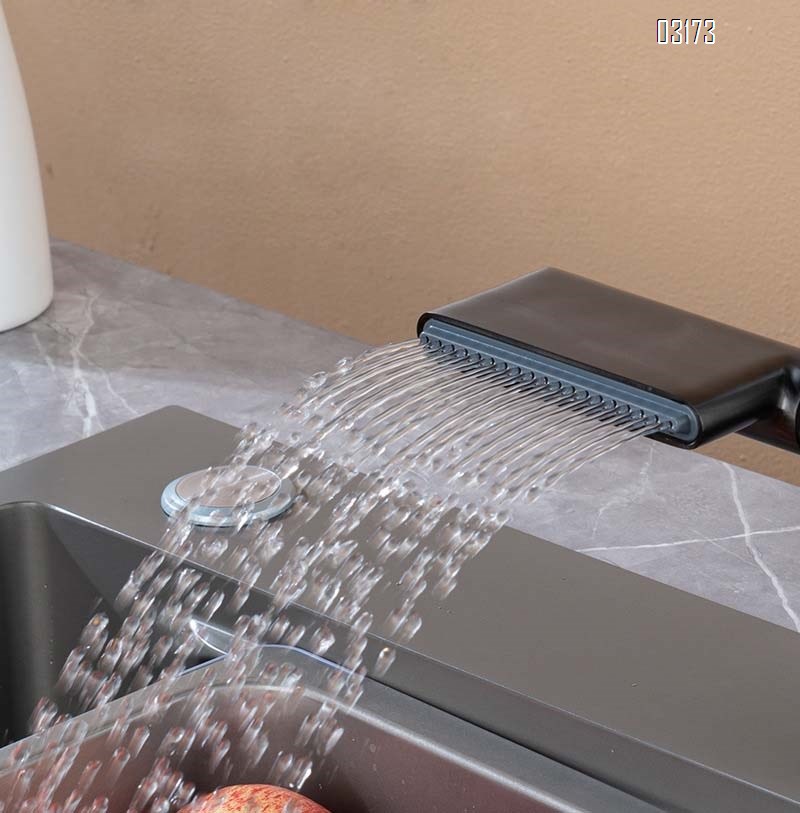 Gunmetal gray full Brass digital display kitchen pull-down cold and hot water faucet for home sink under-mount basin vegetable wash basin Tap