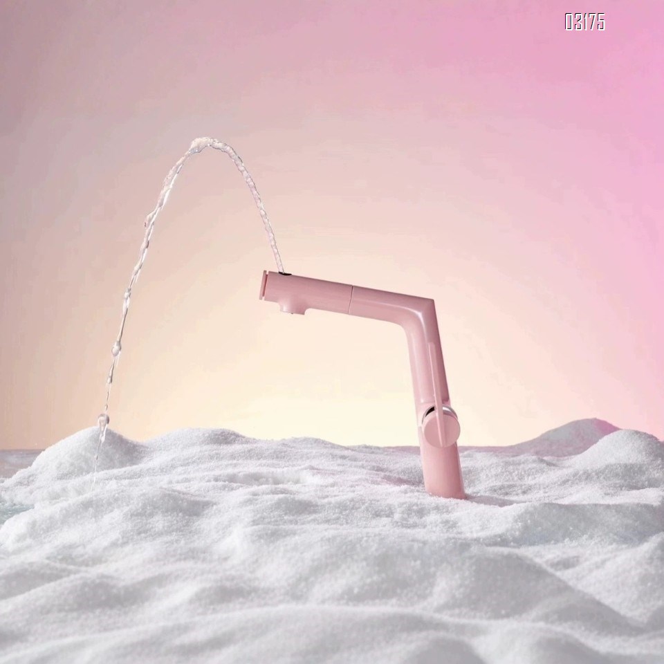 Pink Brass bathroom wash basin faucets pull-down hand wash faucet multi-functional Cold and Hot water Basin Mixer Sink Tap