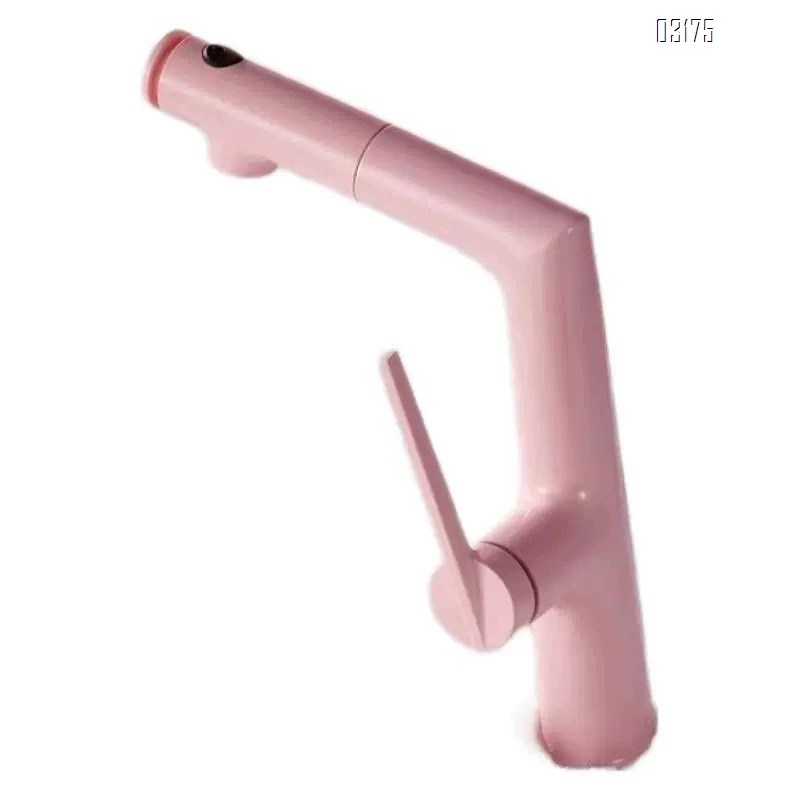 Pink Brass bathroom wash basin faucets pull-down hand wash faucet multi-functional Cold and Hot water Basin Mixer Sink Tap