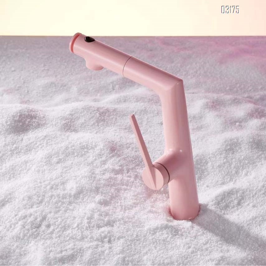 Pink Brass bathroom wash basin faucets pull-down hand wash faucet multi-functional Cold and Hot water Basin Mixer Sink Tap
