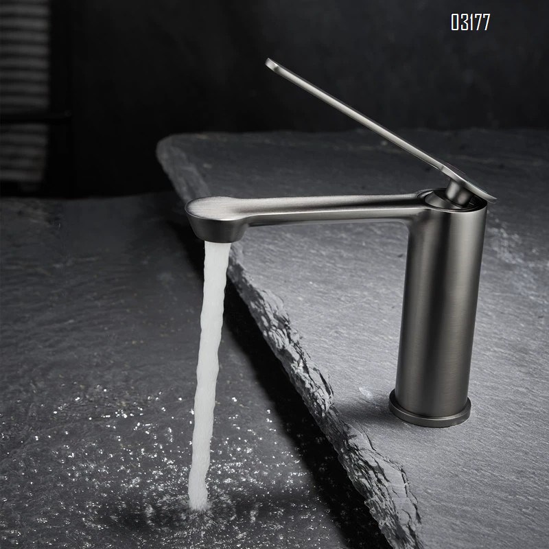 Luxury Bathroom faucet with hot and cold water for home use anti-splash wash basin for Gun gray with extended spout Tap