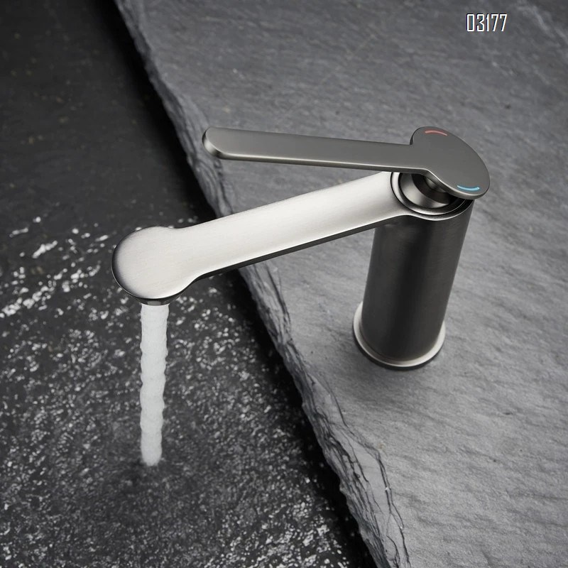 Luxury Bathroom faucet with hot and cold water for home use anti-splash wash basin for Gun gray with extended spout Tap
