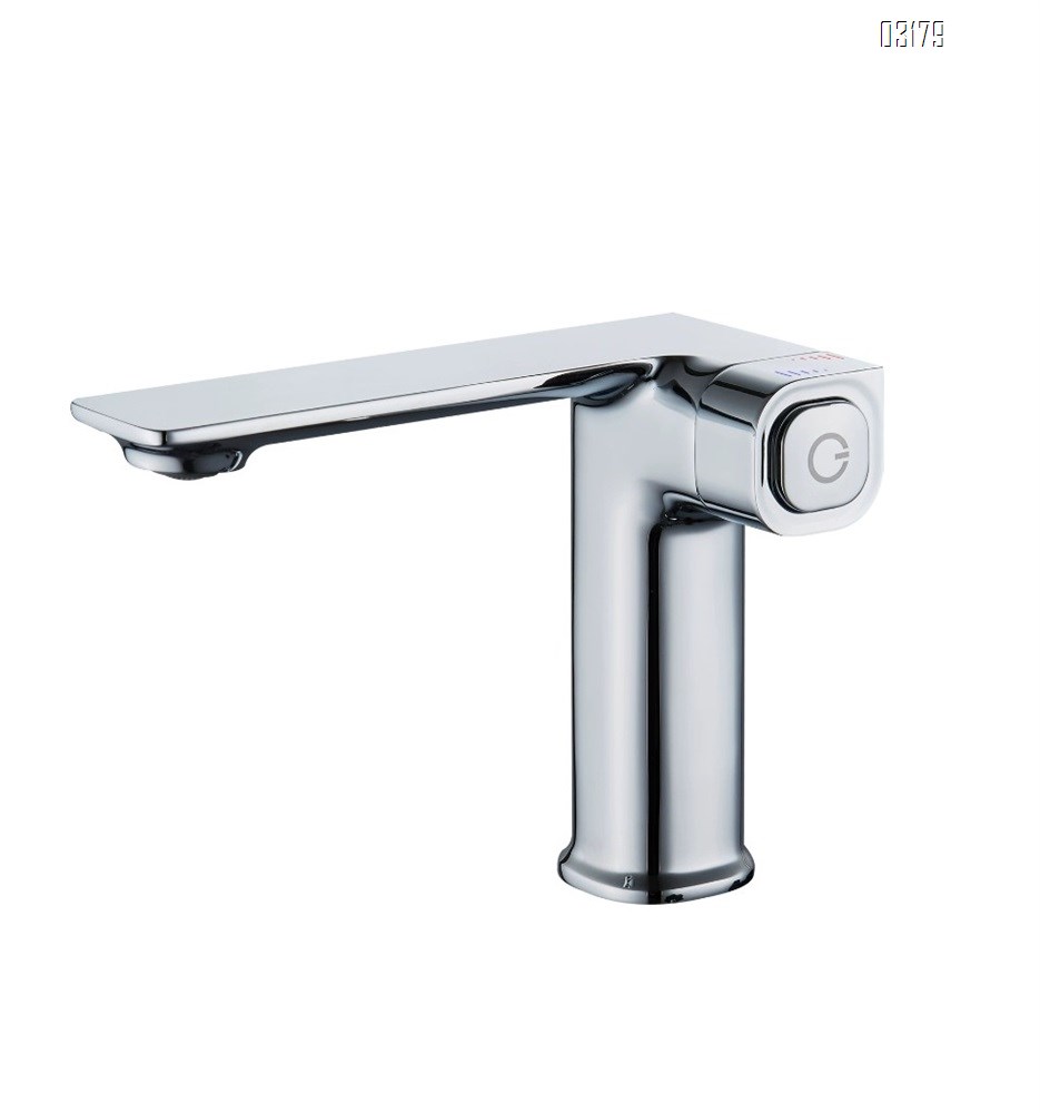 Luxury Brass Simple Basin Faucet for Sink Bathroom Cold and Hot water Buttom Switch Baked Single Hole Tap