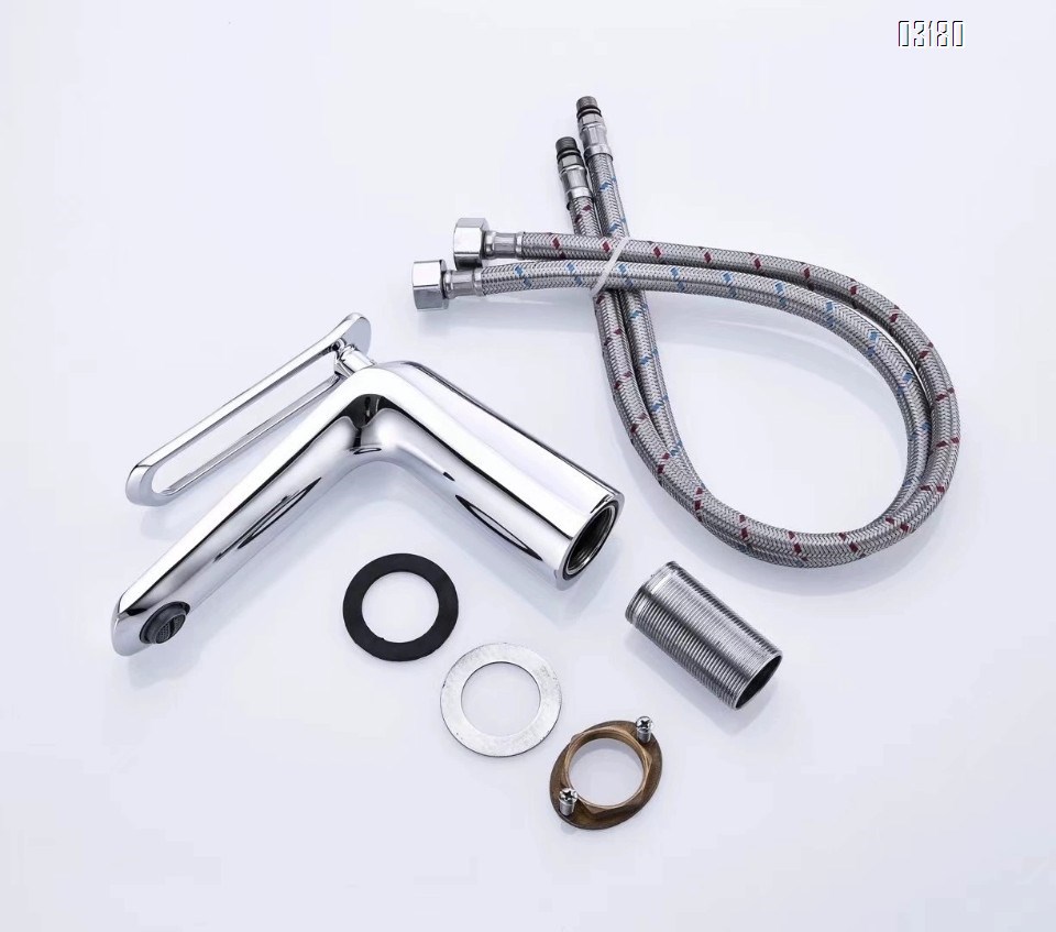 Luxury Brass Simple Basin Faucet Single Handle for Sink Bathroom Cold and Hot water Chrome Single Hole Tap