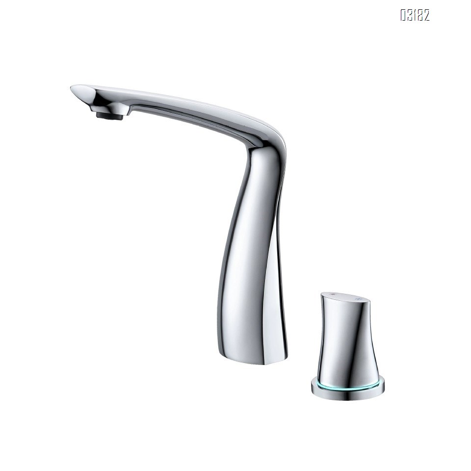 Luxury Brass split Three hole Separate Basin Faucet for washroom Cold and Hot water to prevent splashing water
