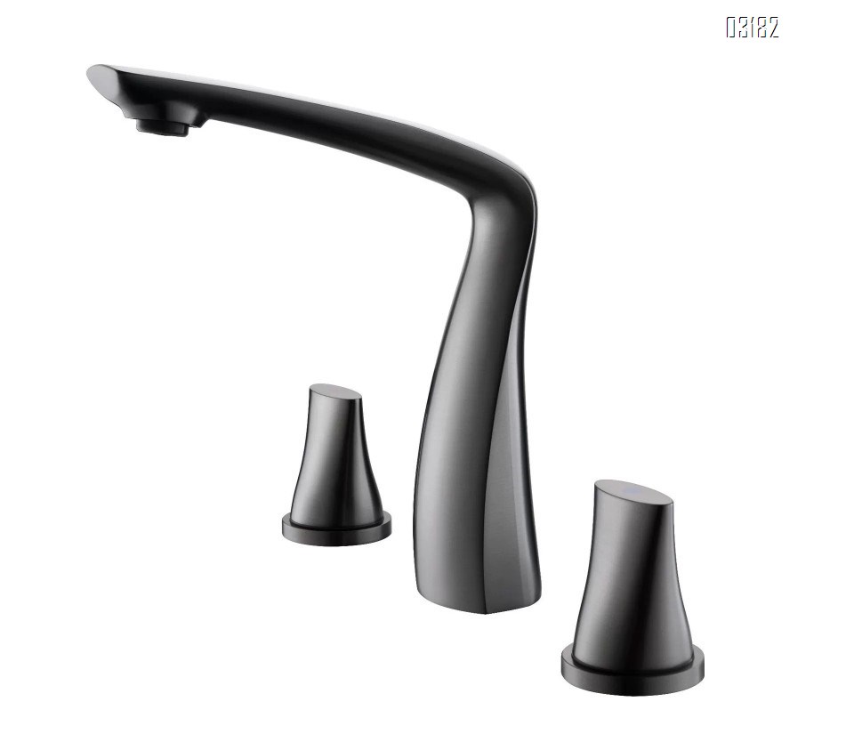 Luxury Brass split Three hole Separate Basin Faucet for washroom Cold and Hot water to prevent splashing water